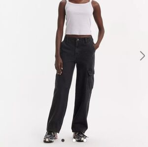 Levis 94 Baggy Black Cargo Women Jeans, Waist Size 27